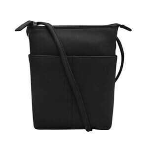 Ili New York Black Genuine Leather Minimalist Rectangle Crossbody Mini Sac Purse